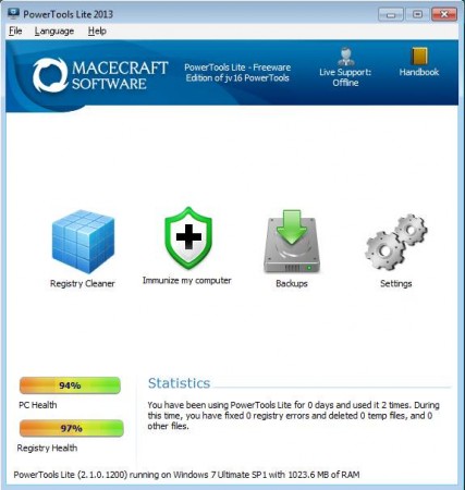 PowerTools Lite 2013 - free registry fixing software