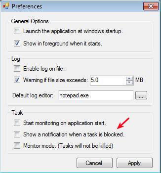 Task Blocker settings