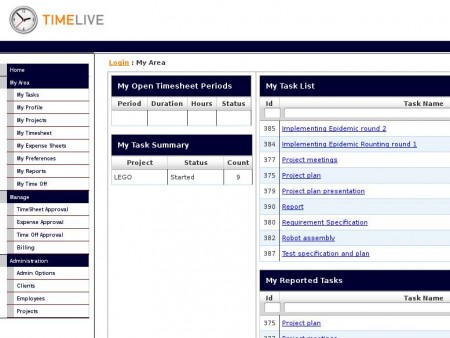 TimeLive time tracking software