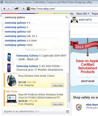 eBay Anywhere Safari addon