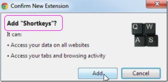 Add Shortcut keys for Chrome