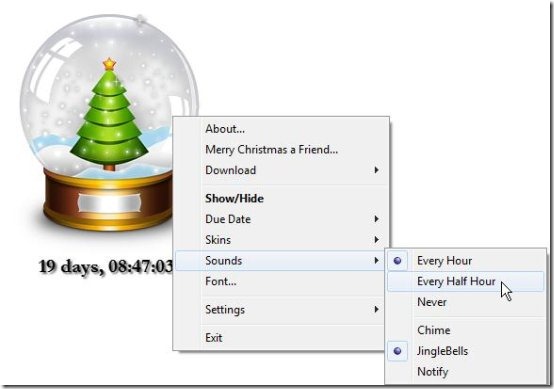 Christmas Snow Globe Countdown carols