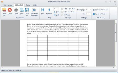 Free PDF to Word TXT Converter preview