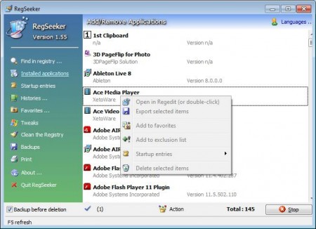 RegSeeker add remove software