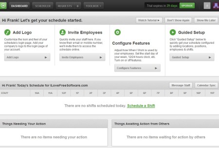 WhenIWork online employee scheduling service default window