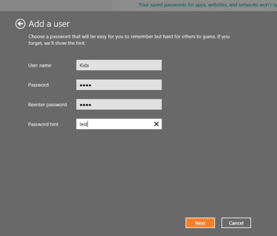 create a user in windows 8