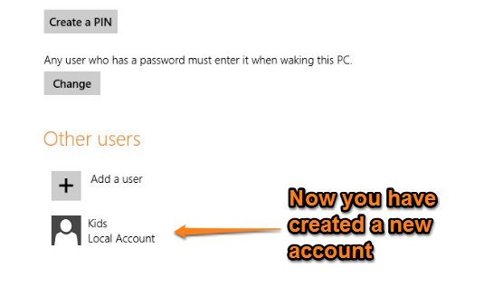 successfully added a new user in windows 8