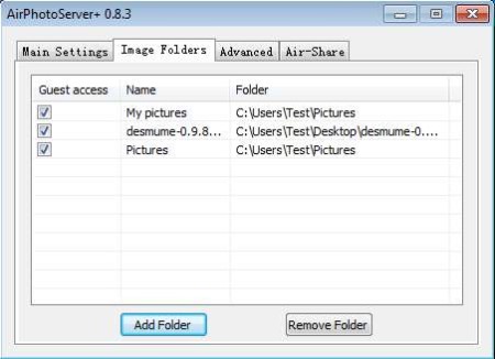 AirPhotoServer+ sharing folders