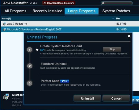 Anvi Uninstaller large programs