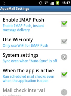 Aqua Mail Settings