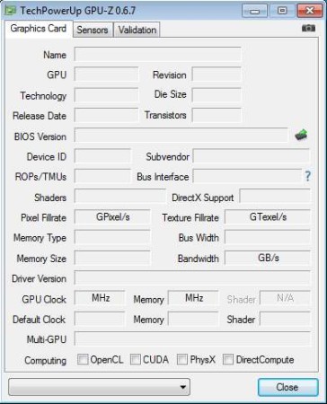 GPU-Z to get video card information default widnow