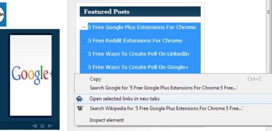 Open Selected Links via Context Menu interface