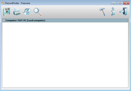 PasswdFinder free password recovery software default window