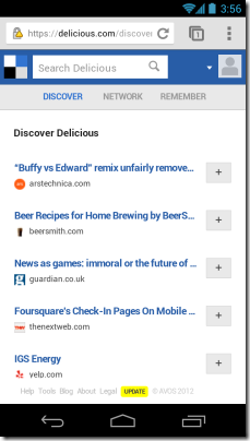 The new and refreshed Delicious.com for mobile