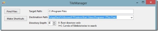 TileManager and add program shortcut to start screen in Windows 8