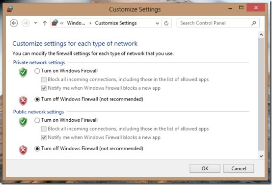 Turn Windows Firewall Off In Windows 8 