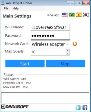 WiFI HotSpot Creator setting up