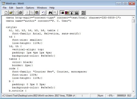 WinVi standard editor