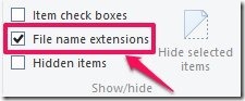 file name extensions in windows 8