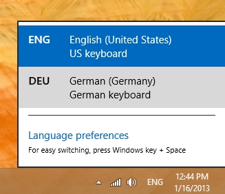 select lagugaue options in windows 8