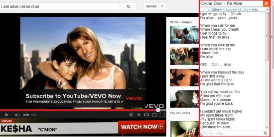 youtube lyrics extension interface