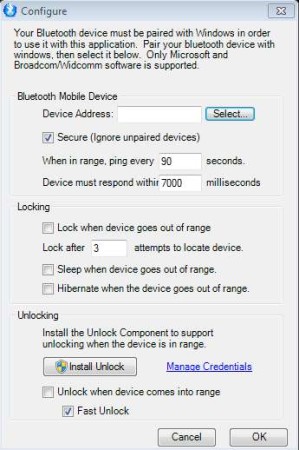 BTProximity default window