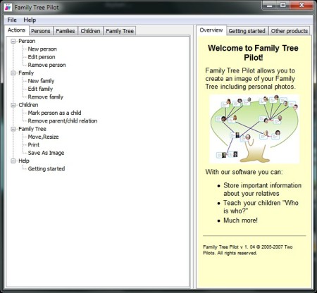 Family Tree Pilot default window