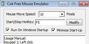 Free Mouse Emulator settings