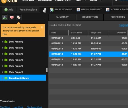 Klok timesheet