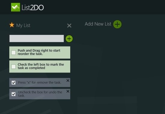 List2DO Minimalistic To Do App For Windows 8
