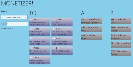 Monetizer Free Windows 8 Currency Converter