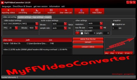 MyFFVideoConverter imported video