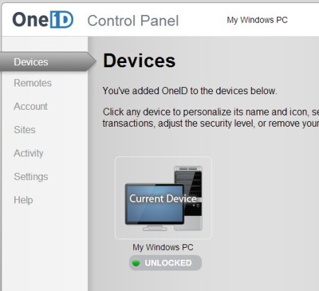 OneID default window