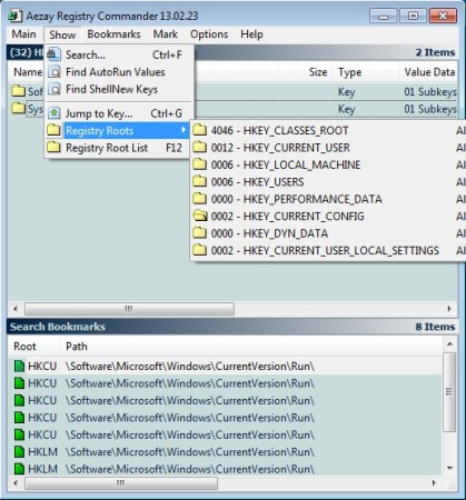 Registry Commander registry root open