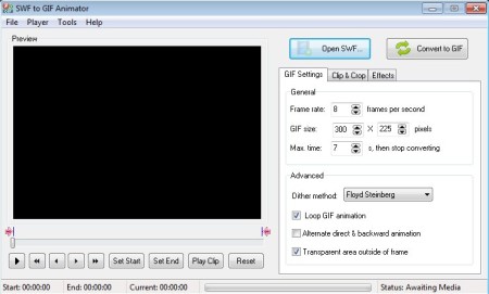 SWF To GIF Animator default window