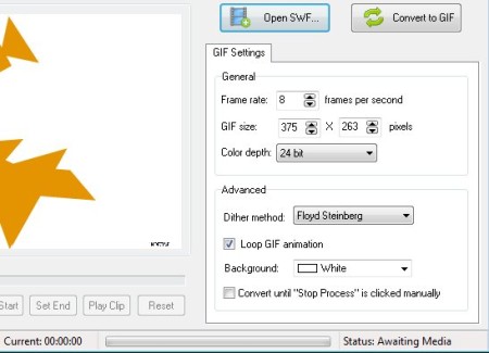 SWF To GIF Animator setting up conversion