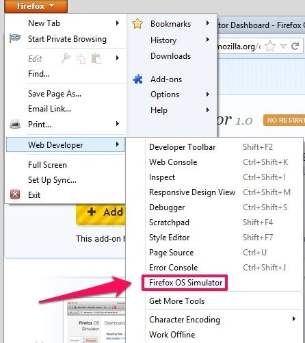 Steps to run Firefox OS simulator In Firefox Browser