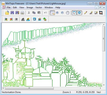 WinTopo Raster To Vector Converter conversion completed