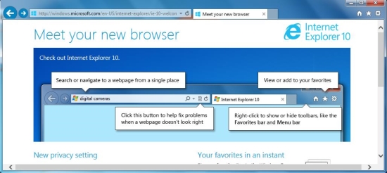 internet explorer 10 interface