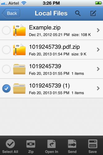 izip folder view