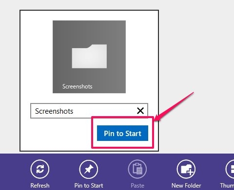 pin files to the start screen