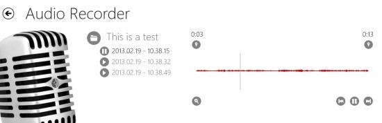 playing recorded audio in Windows 8