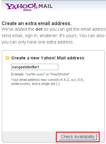 yahoo alias check availability