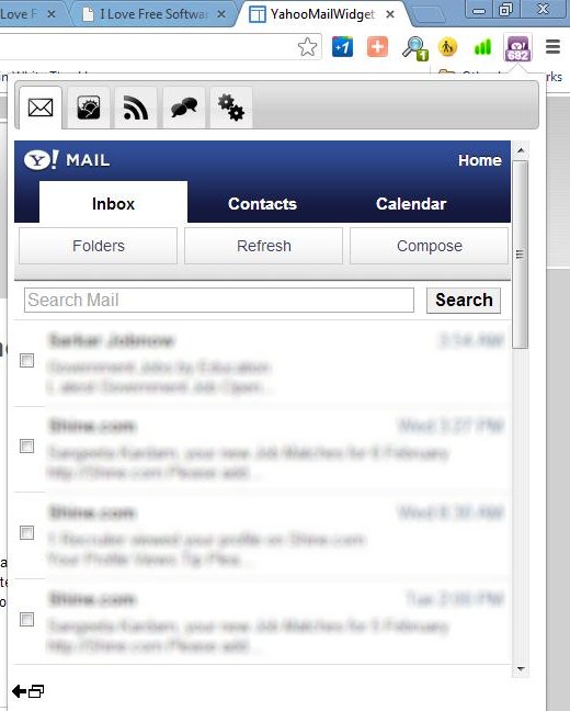 yahoo mail widget inbox