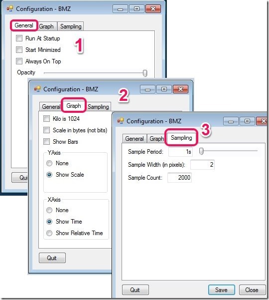 Bandwidth Monitor Zed Settings