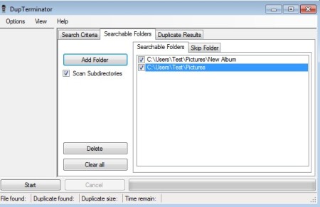 DupTerminator selecting folders