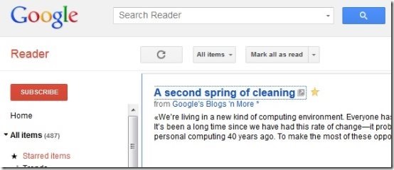 Google Reader Interface