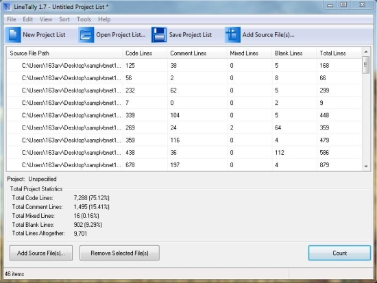 LineTally interface