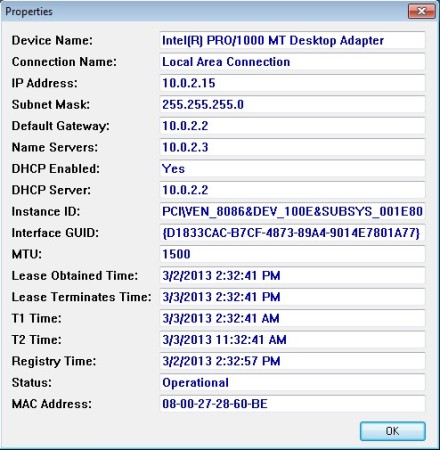 NetworkInterfacesView properties