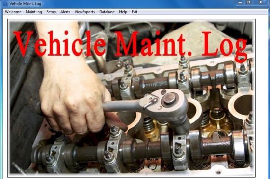 Vehicle Maint. Log Software interface